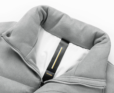 dark grey puffer jacket mens neck